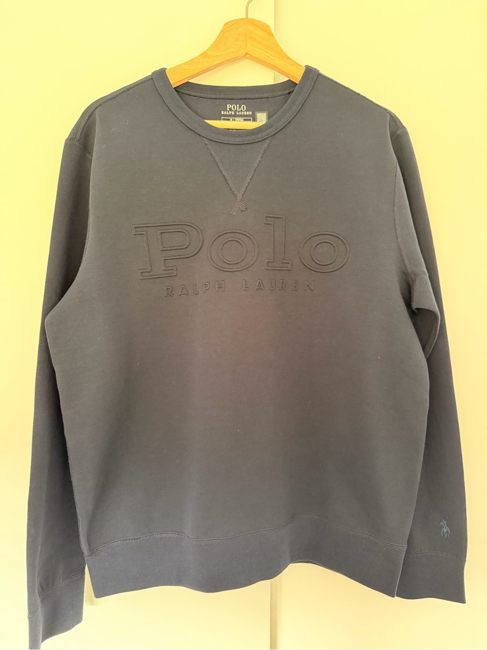 Polo by Ralph Lauren Charcoal Embossed Logo Crewneck Sweater